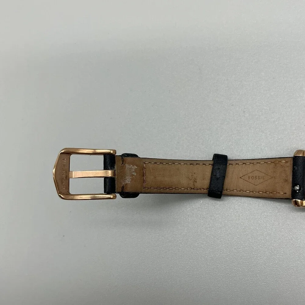 Fossil Womens Watch 36mm Two Tone Blue Leather Band Date ES3843 New Battery